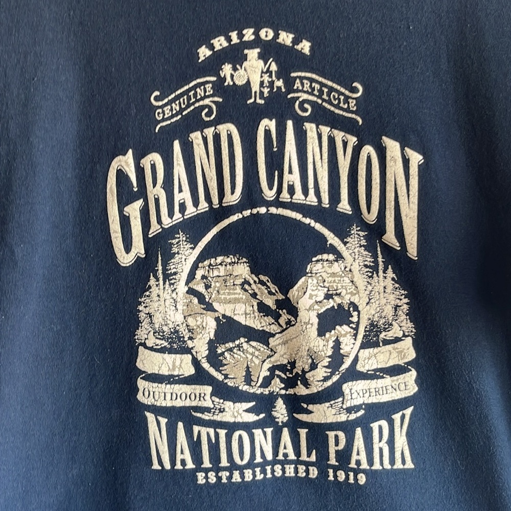 Grand Canyon national park, blue T-shirt, size medium, Fred Harvey brand T-shirt